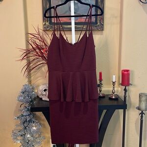 Charlotte Russe Burgundy Peplum Dress